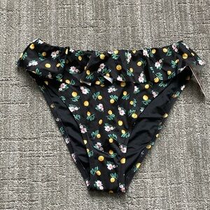 Victoria’s Secret High Rise Ruffled Swim Bottoms w/ Lemon and Flower Print